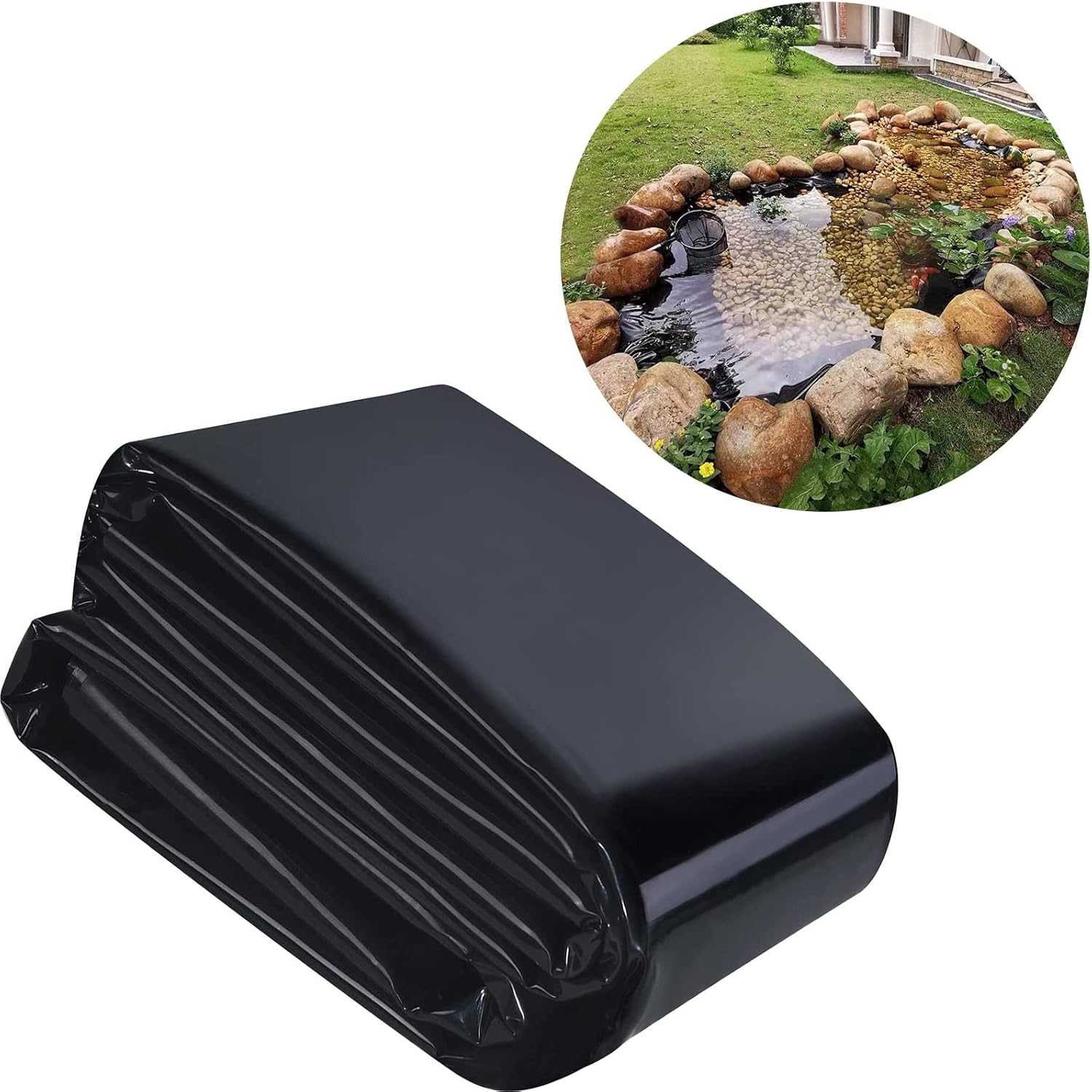Bâche Pour Bassin HDPE Durable 4mx10m - Revêtement Étang Jardin Résistant UV Et Perforations