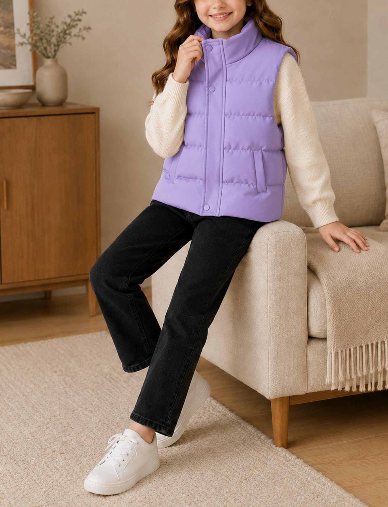 Happy Cherry Chaleco acolchado para niños y niñas, sin mangas, grueso, resistente al viento, para otoño e invierno, 5-14 años