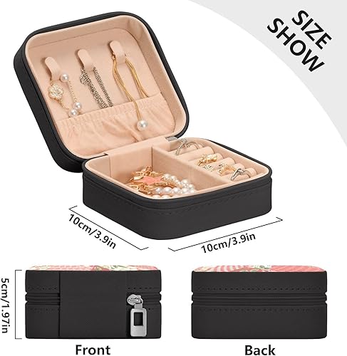 Vista 4 de WELLDAY Jewelry Box Roses Decorative Patchwork Portable Travel Jewelry Case Organizer Bag Storage Box for Necklace, Earrings, Rings, Bracelet