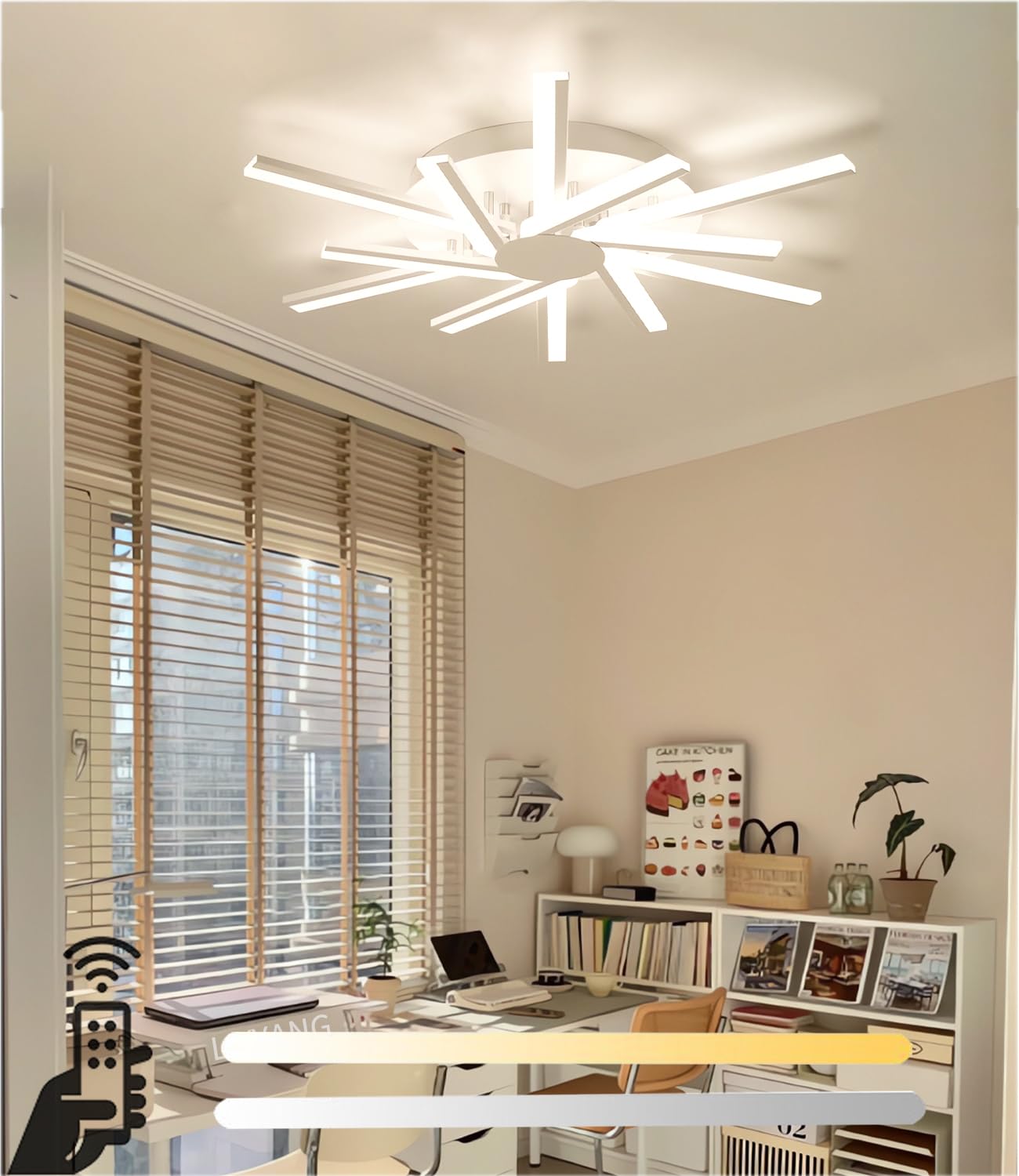 LIYYANG Modern Dimmable LED Ceiling Light Living Room Ceiling Lamp 14 Heads Creative Ceiling Lights Circular Ceiling Lighting with Remote Control for Office Coffee Shop Villa (White, Φ100cm)