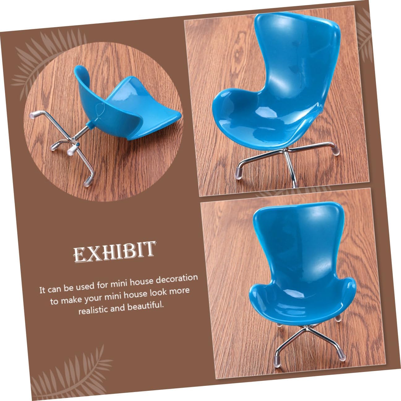 Miniature Computer Chair 2pcs Plastic Doll House Accessory Blue image 4
