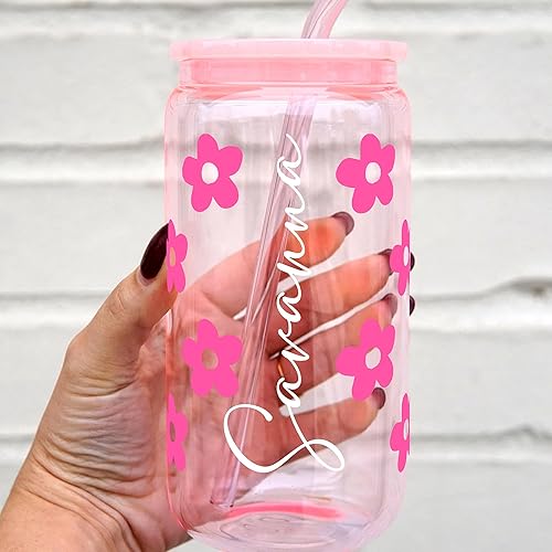 Miniatura 3 de Sip Sip Hooray Personalized Name Glass Cup with Daisy  Personalized Tumbler Gifts for Women, Teachers, Bridesmaids, Birthdays, Mom, Valentines