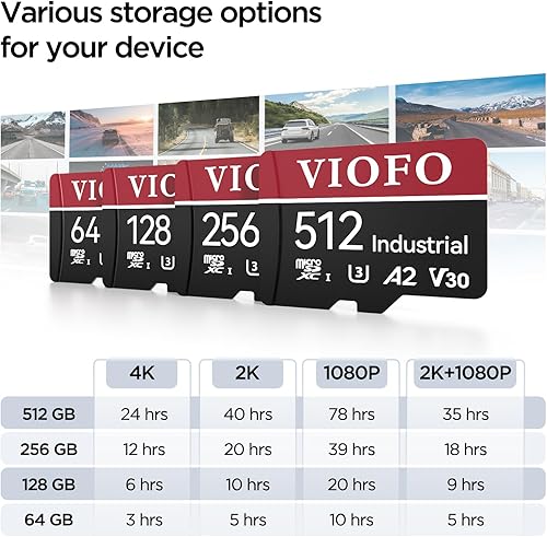 Miniatura 4 de VIOFO Tarjeta microSD de grado industrial de 128 GB, tarjeta de memoria de alta velocidad U3 A2 V30 con adaptador, compatible con grabación de video