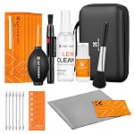 K&F CONCEPT 25-in-1 Camera Lens Cleaning Kit with 24mm Cleaning Swab*6, 60+20ml Liquid, Storage Case, Lens Pen,Brush, Air Blowing, Cleaning Cloth*2 for DSLR Camera Lens Filter Sensors