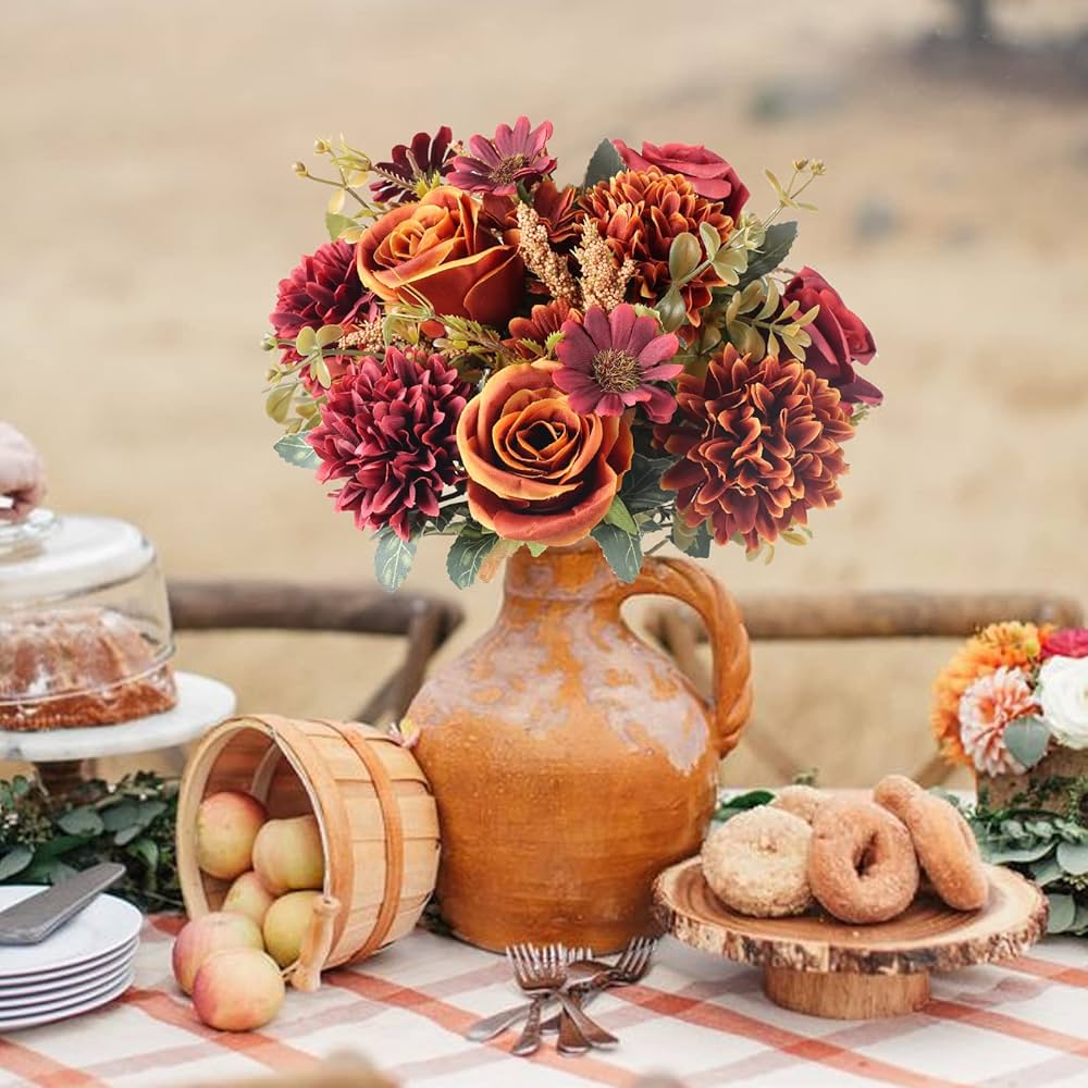 HUAESIN 2pcs Bouquet Fleurs Artificielles D'automne Deco