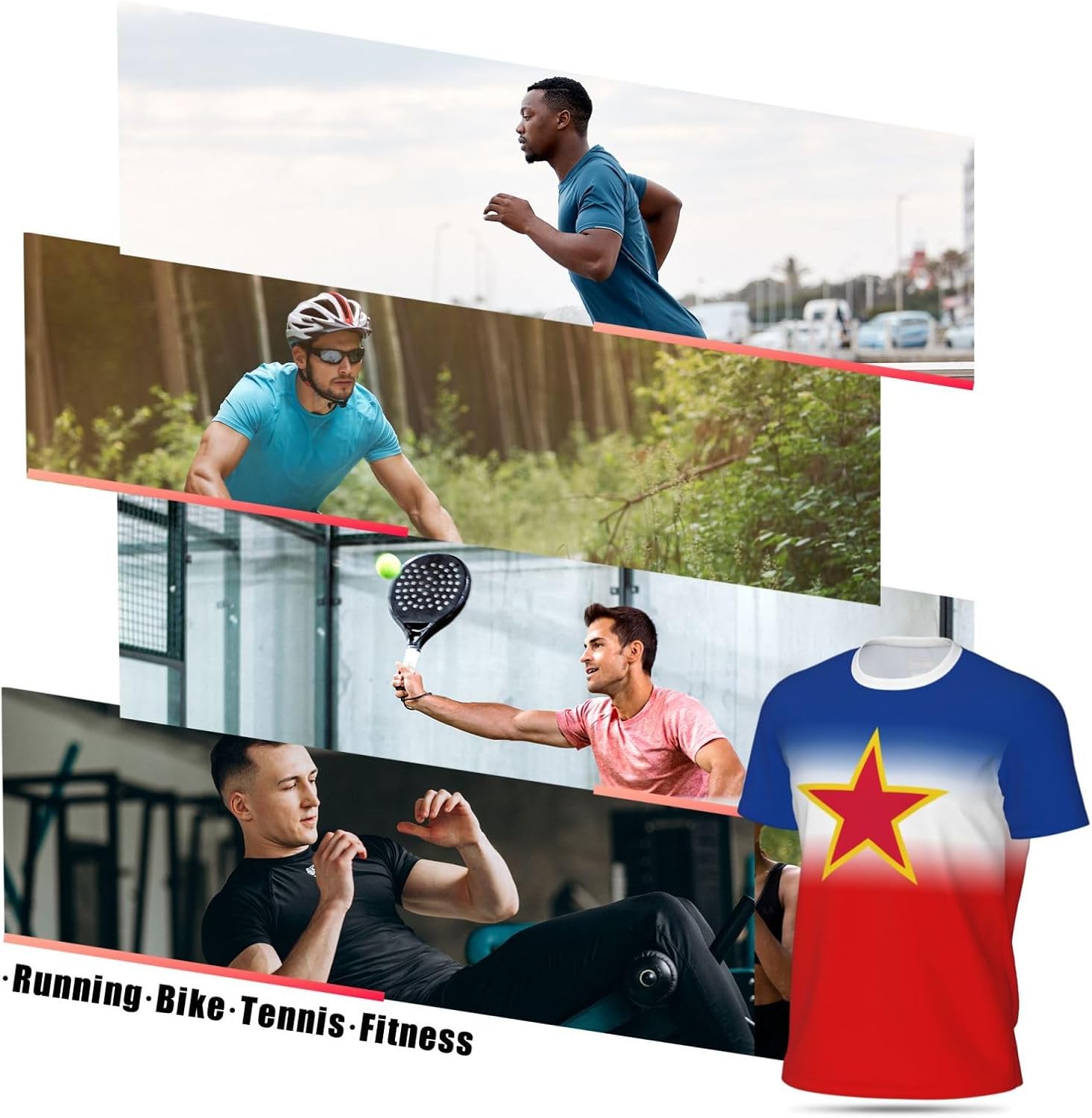 Jersey Mesh T-Shirt Yugoslavia Flag Gradient Color 3D Print for Running Cyc