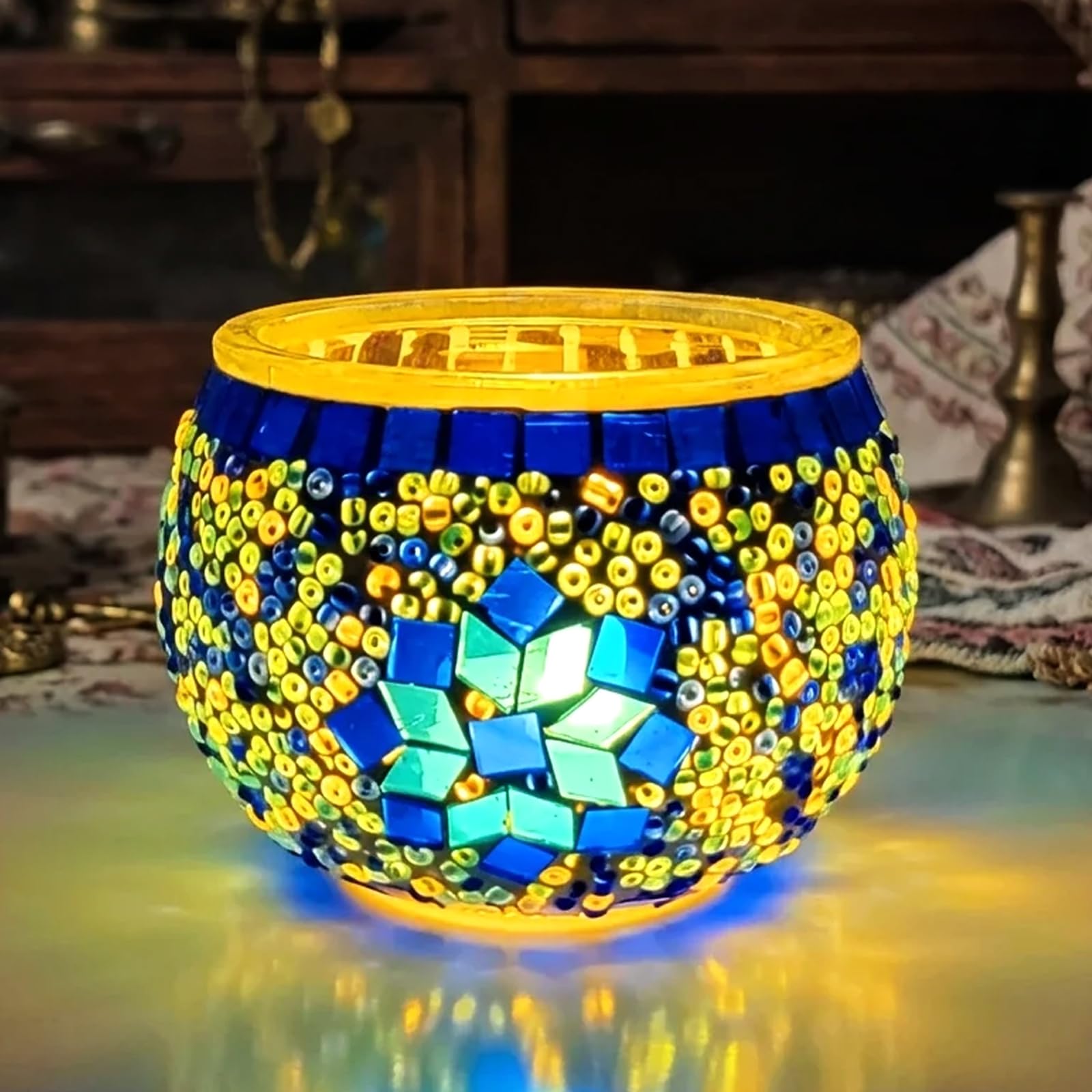 shulovehua Turkish Mosaic Glass Lamp Candle Making Kit Home Handmade Craft DIY Kit Romantic Wish Desk Ornament Creative for Kid Study Birthday Party Restaurant Living Room Bedroom Decor
