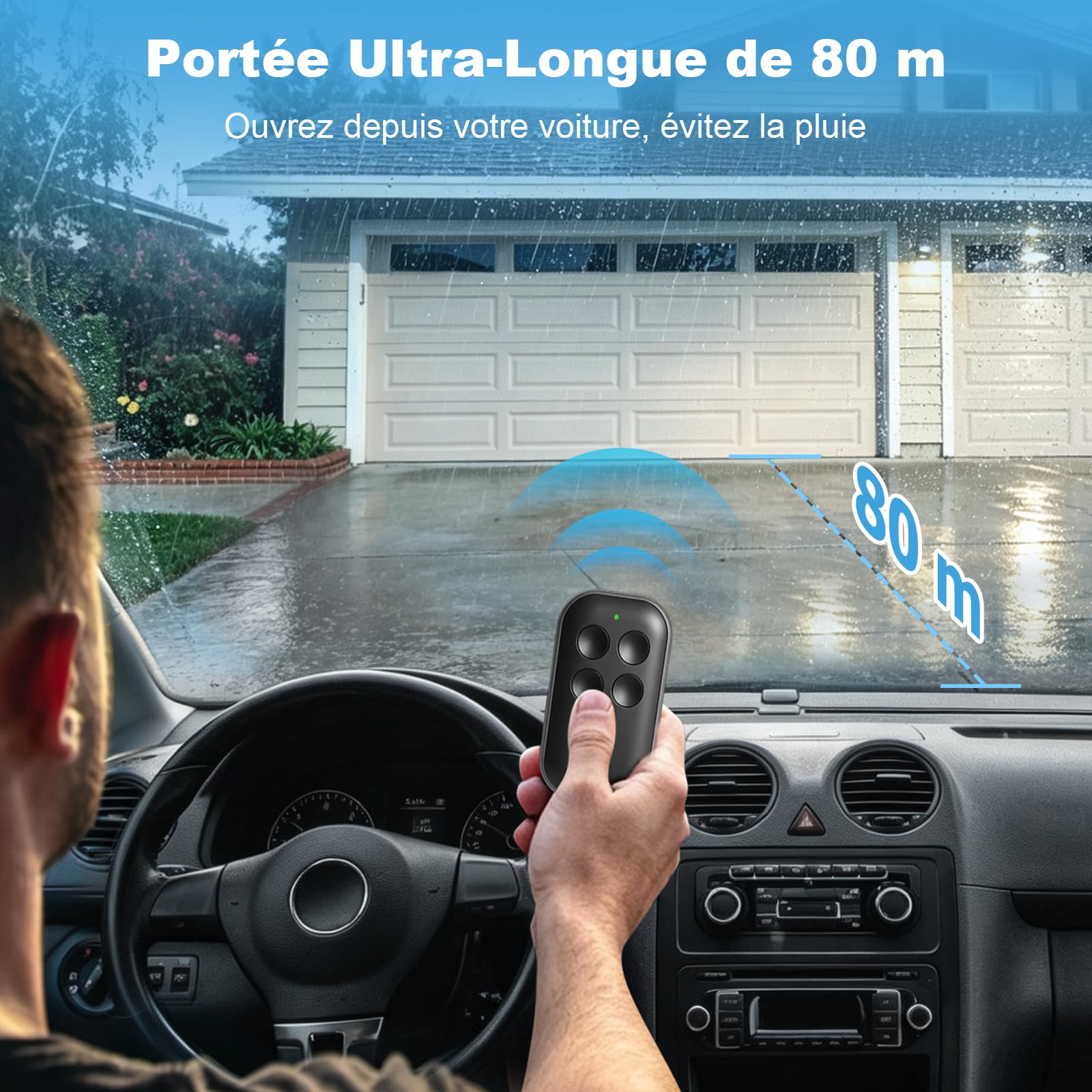 114258 Télécommande Portail pour Avidsen Lot de 3, Bip 4 Boutons 433,92 MHz Rolling Code, Haute Sécurité Portée 80m, Compatible avec Extel/Thomson/Astrell