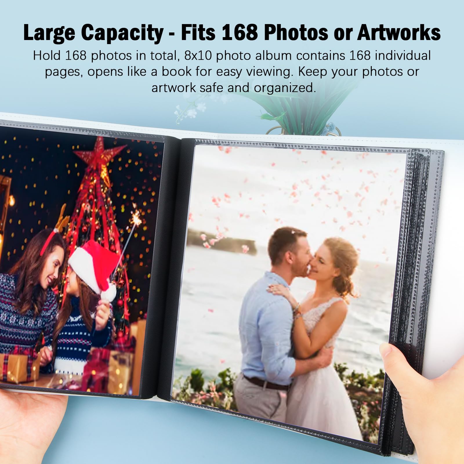 Album fotografico 20 x 25 cm, 152 tasche, per foto da 20 x 25 cm, grande capacità, copertina in pelle, album fotografico per matrimoni, per foto da 20 x 25 cm, album fotografico con pagine interne