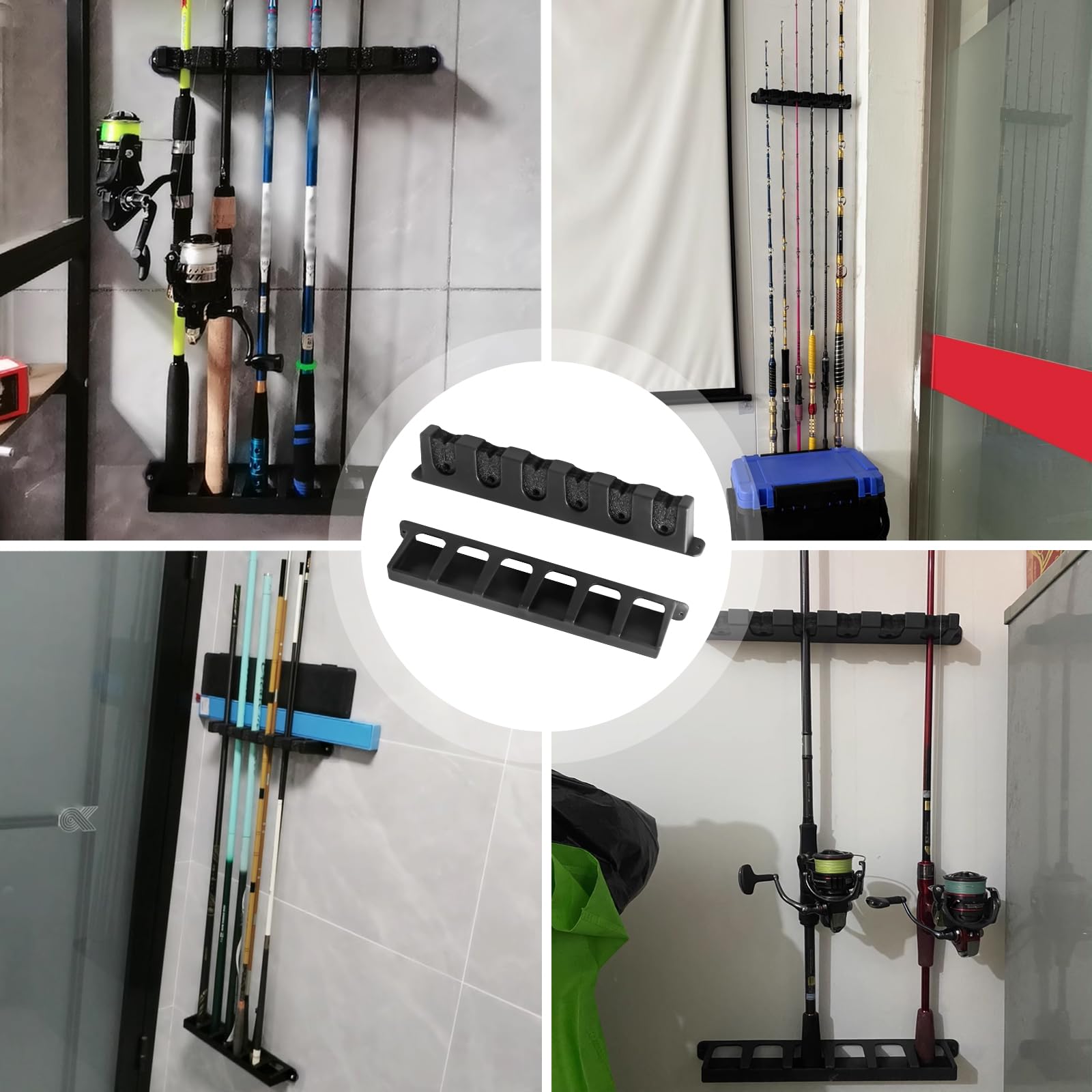 Supporto per canne da pesca, 2 paia di supporti per canne da pesca, supporto da parete, supporto verticale per canna da pesca, supporto per canne da pesca, supporto per 12 canne da pesca