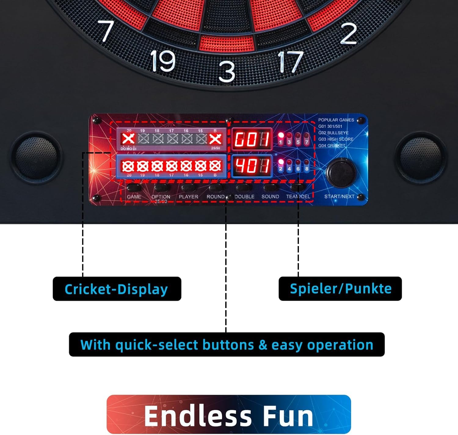 Dardos Diana Electronica, Diana Dardos con 6 Dardos y 100 Puntas de Repuesto, Diana Dardos Electronica con Voz y Pantalla LCD, Dardos Profesionales con 25 Juegos y 290 variaciones