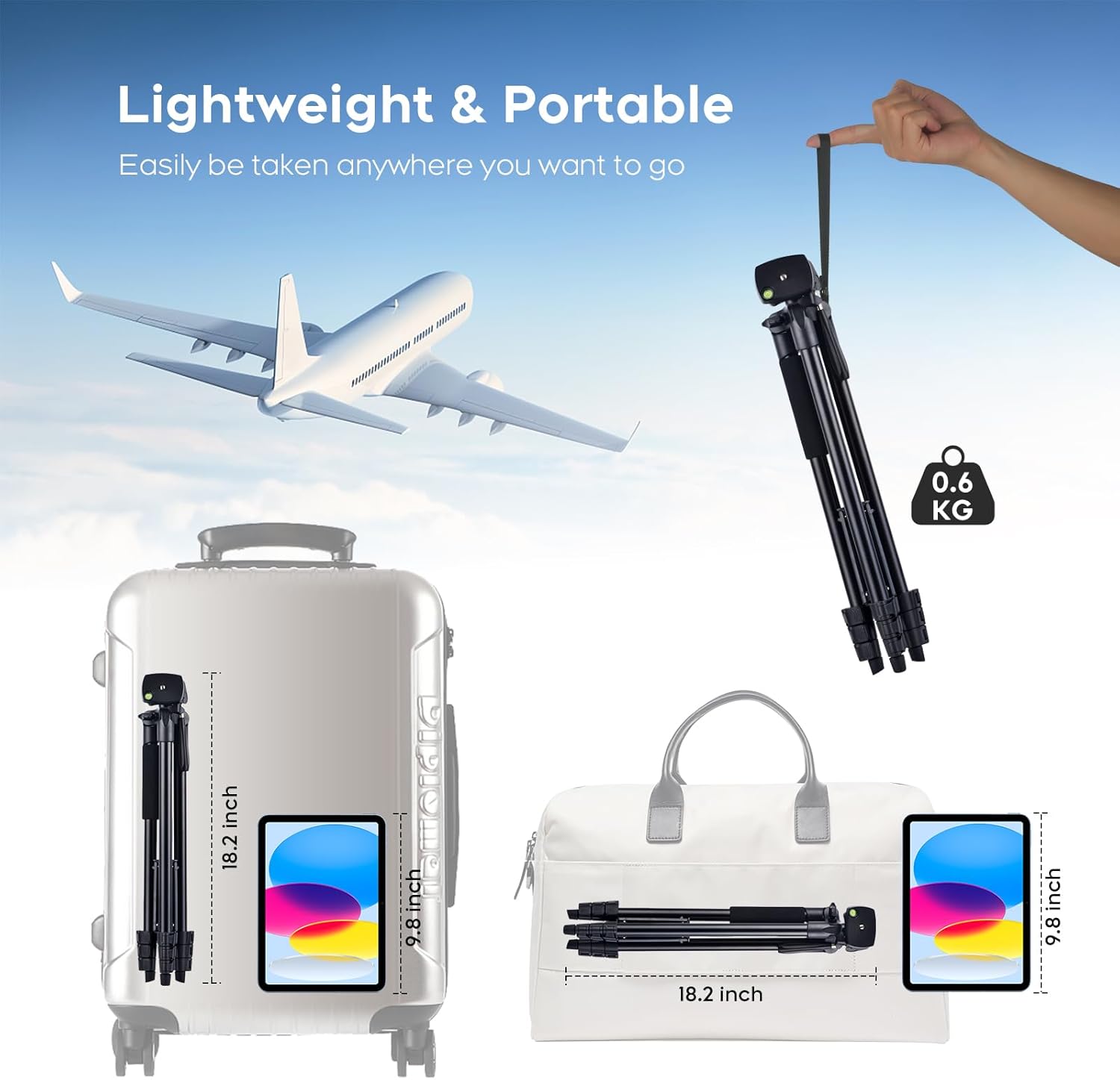 LINKCOOL 160cm/63 Adjustable Phone Tripod, Lightweight Portable Stand with Remote Shutter for iPhone Samsung Smartphone & Camera image 4 of 6 B0C9HNMYHF