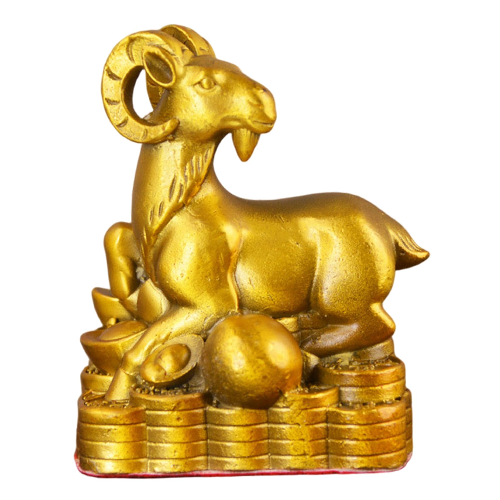Striegro Brass Goat Figurine Chinese, 3.2-Inch Golden Goat Statue Handcrafted Collectible for Home Decor and..