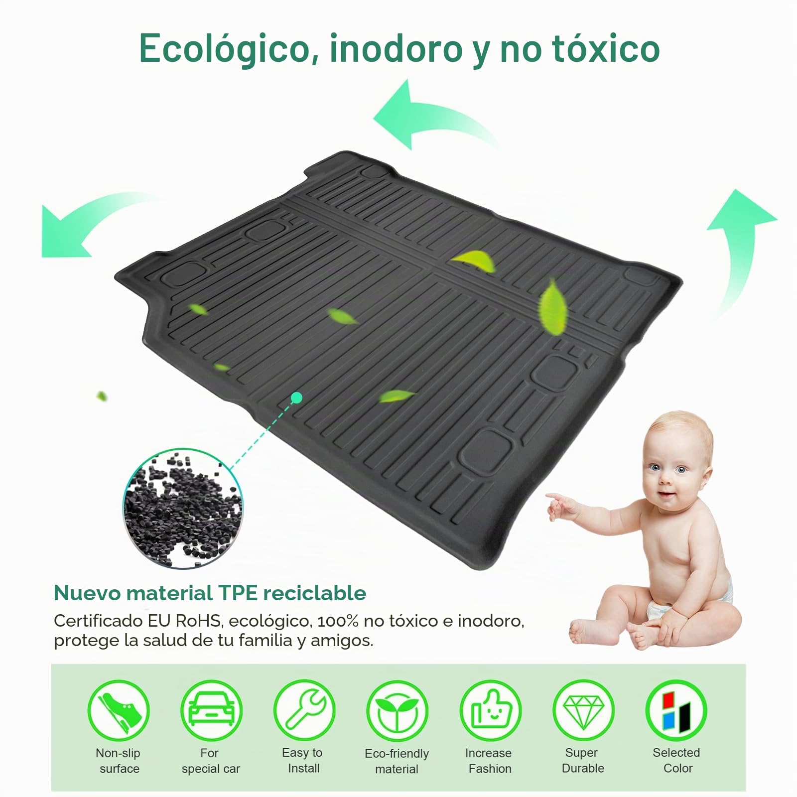 GAFAT J eep Wrangler JL 4XE Plug-in Hybrid 2021-2024 2025 Alfombrilla para Maletero, Fácil de Plegar, Wrangler 4xe TPE Alfombrilla Todas Las Condiciones Climáticas, Original Escaneo 3D, Borde Alto