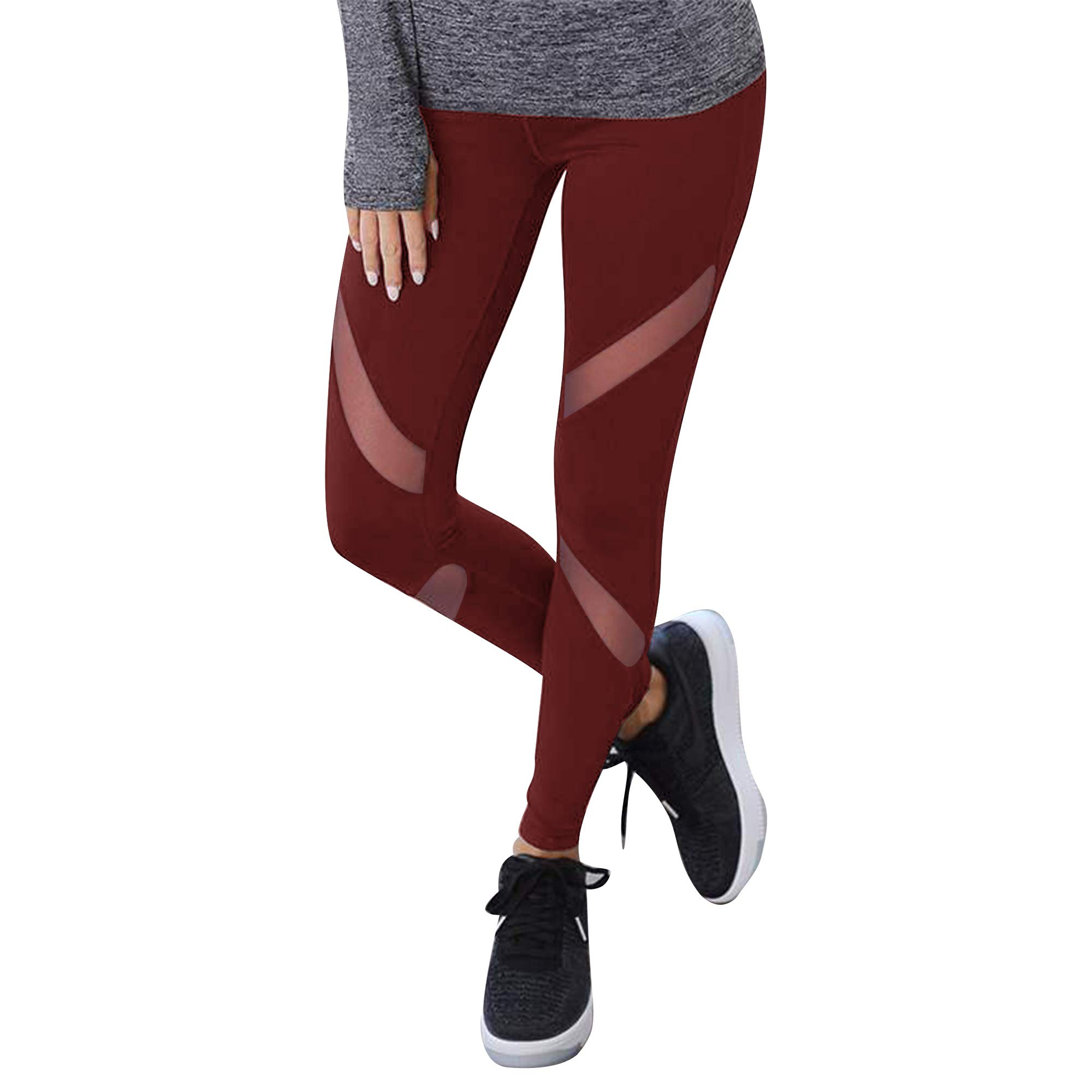 GOVIA Sport Leggings Damen lang High Waist Push Up Sportleggings Gym Pants Sporthose Elastisch Bauchweg Yoga Hose Fitnesshose Laufhose Uni Farben 4132