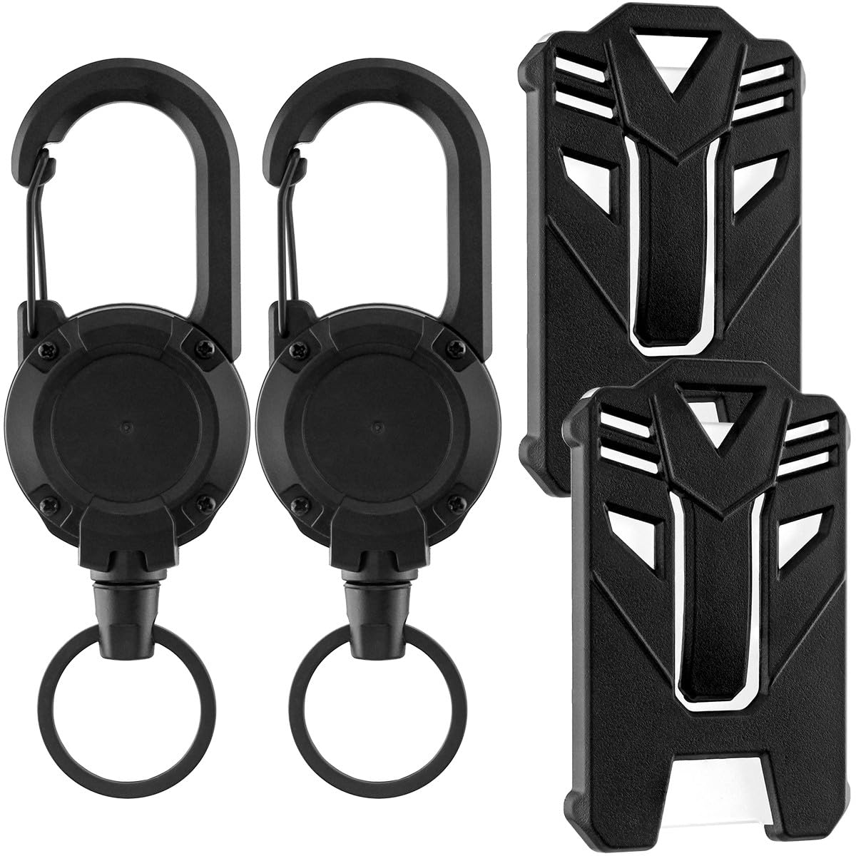 Mecool 2 Pcs Retractable Badge Holders Hard Plastic Extendable Lanyard with Card Holder, Round