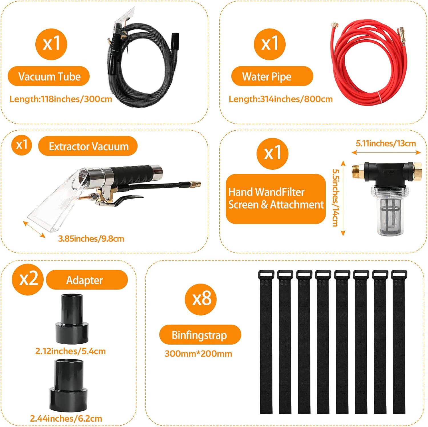 Shop Vac Extractor Kit, 3/4" Hose Attachment for Wet/Dry Vacuums - Professional Carpet & Upholstery Cleaner for Home/Auto/Stairs