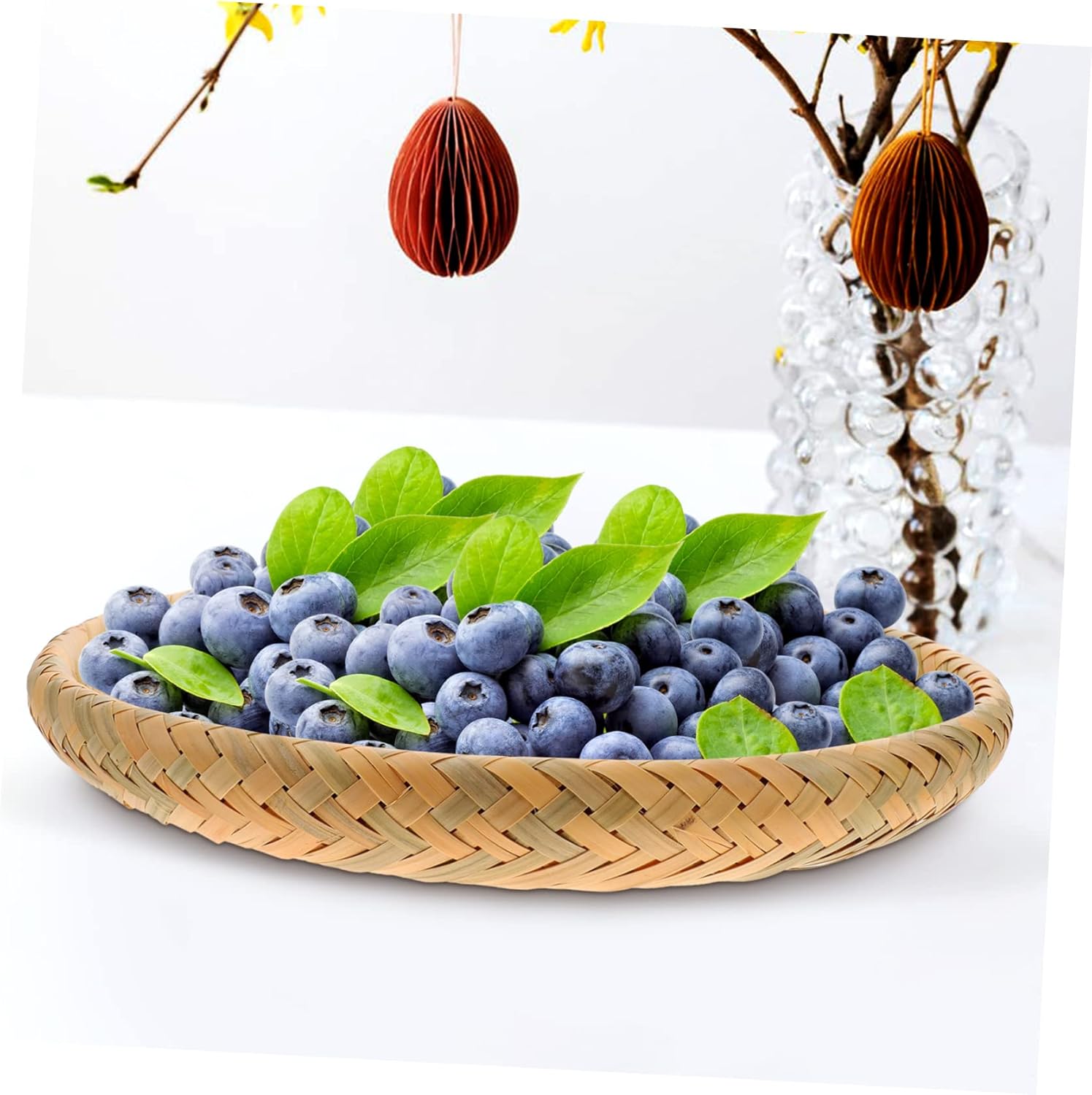 STOBAZA 3pcs Bamboo Bread Storage Container Serving Platter Decorative Basket Snack Tray Fruit Basket