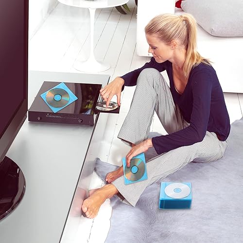 Miniatura 5 de Harloon 200 fundas de disco de plástico de doble cara para carpetas de almacenamiento en blanco, soporte de disco para reemplazo de protección (azul)