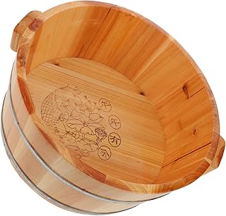 SAFIGLE Fußbadewanne Holzfass mit Massagefunktion 36cm Durchmesser Moderater Eimertiefe für Sauna Zuhause und Fußpflege Unterwegs