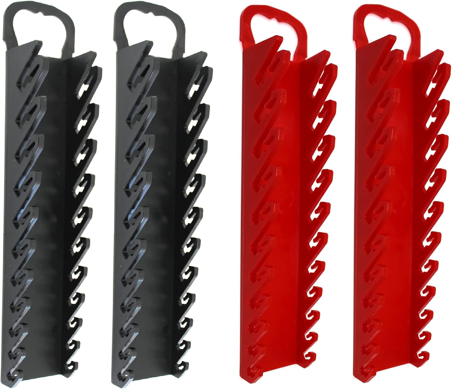 JSP Manufacturing 11-Tool Gripper Wrench Organizer Tool Tray Kit for Stubby or Line Wrenches (4 Piece Kit, Black & Red)