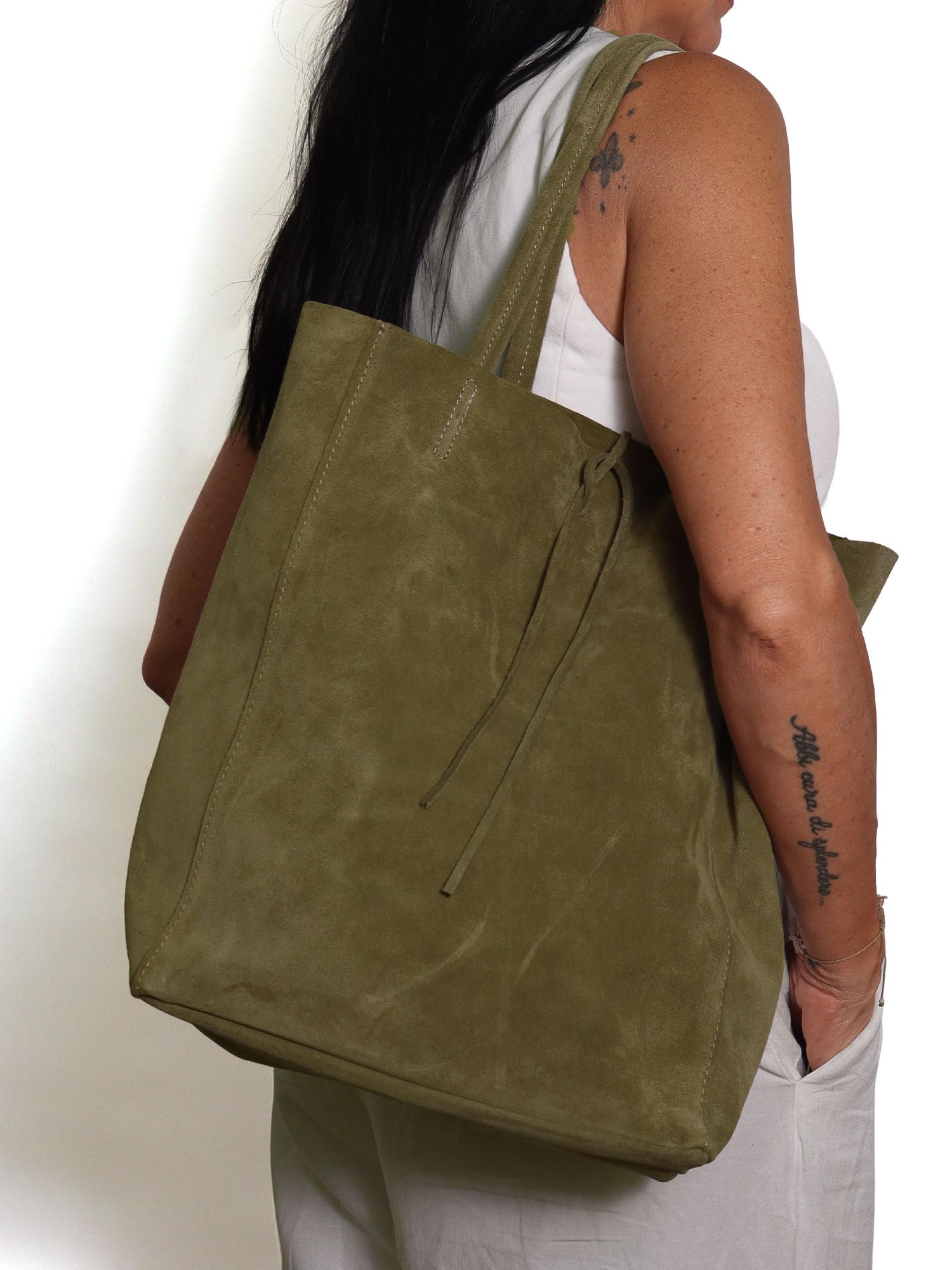 Gave Lux Bolso de hombro de mujer de piel auténtica Made in Italy 28 x 35,5 x 12,5 cm GLX228102223FBG