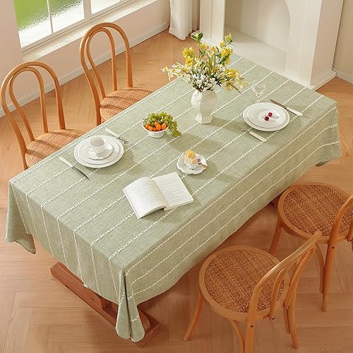 Miniatura 2 de Zobesta Mantel rectangular de Navidad de 53 x 70 pulgadas, color verde salvia, mantel rectangular de Navidad de color verde algodón, mantel bohemio