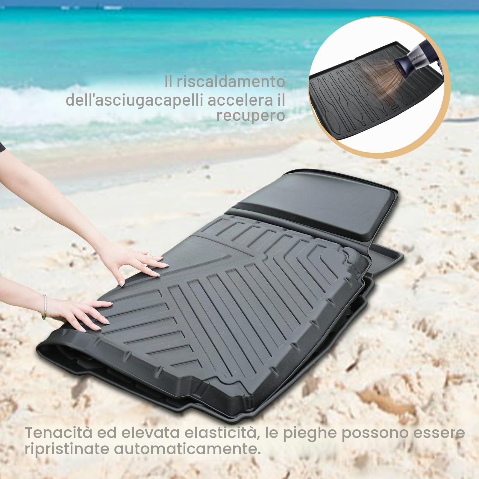 ECOZEN Vasca Baule per BYD Atto 2 (EV)/Atto 2 DM-i (PHEV) 2024-2026 3D Specifica In TPE Proteggi Bagagliaio Tappetino del bagagliaio con bordino rialzato resistente impermeabile per tutte le stagioni
