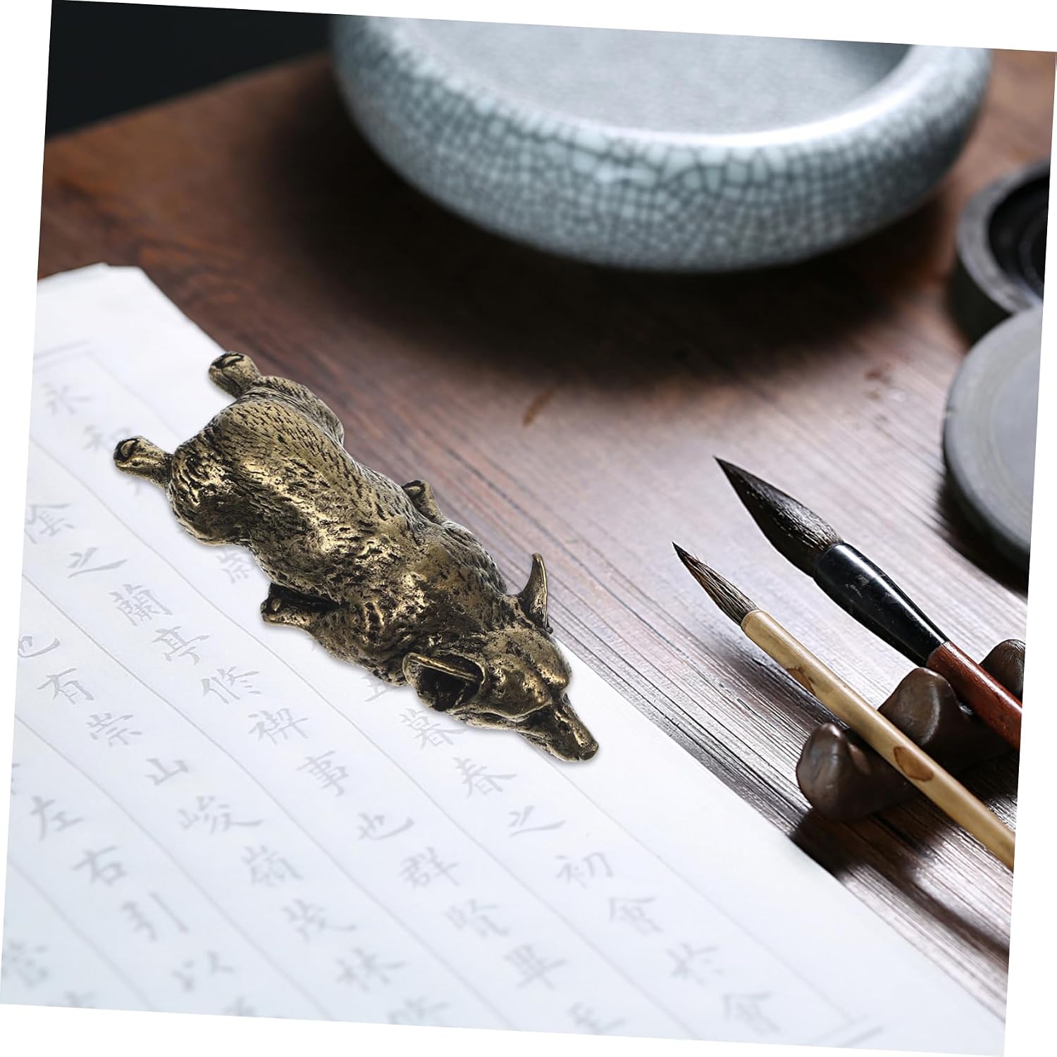 Zerodeko Copper Dog Figurine, Retro Golden Desktop Decor Collectible Accent image 2