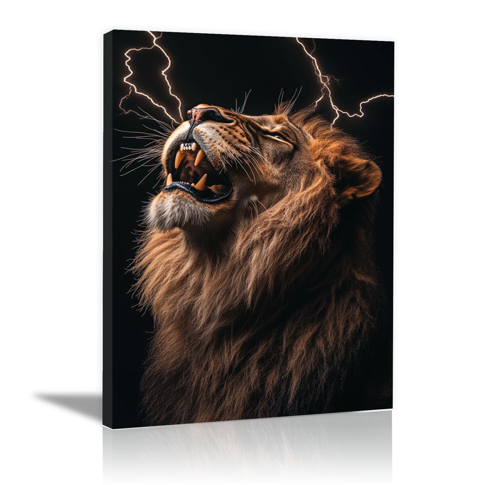 Impression sur toile lion abstrait marron 40x60cm tableau - 7