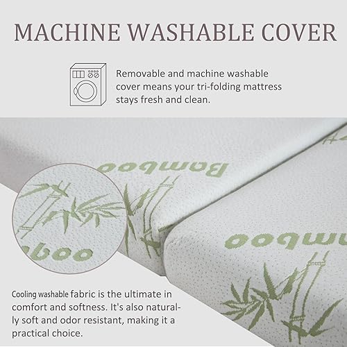 Miniatura 40 de SINWEEK Colchón plegable de espuma viscoelástica, cubrecolchón plegable de 4 pulgadas, cama de invitados certificada CertiPUR-US con funda de