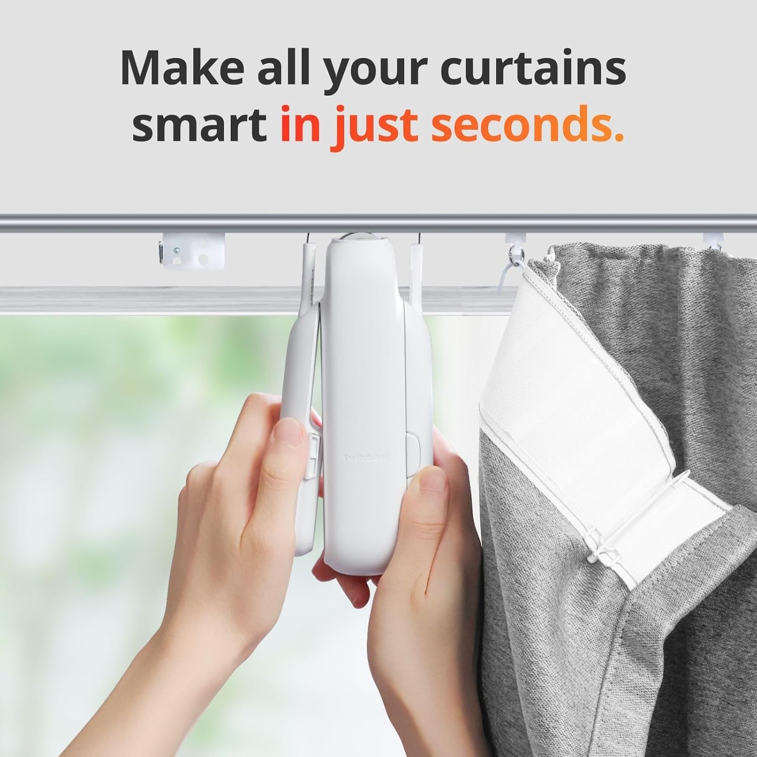 SwitchBot Automatic Curtain Opener with Remote - Bluetooth Remote Control Smart Curtain with App, Upgraded High-Performance Motor, Add SwitchBot Hub to Work with Alexa, Google Home, HomeKit (Curtain 3