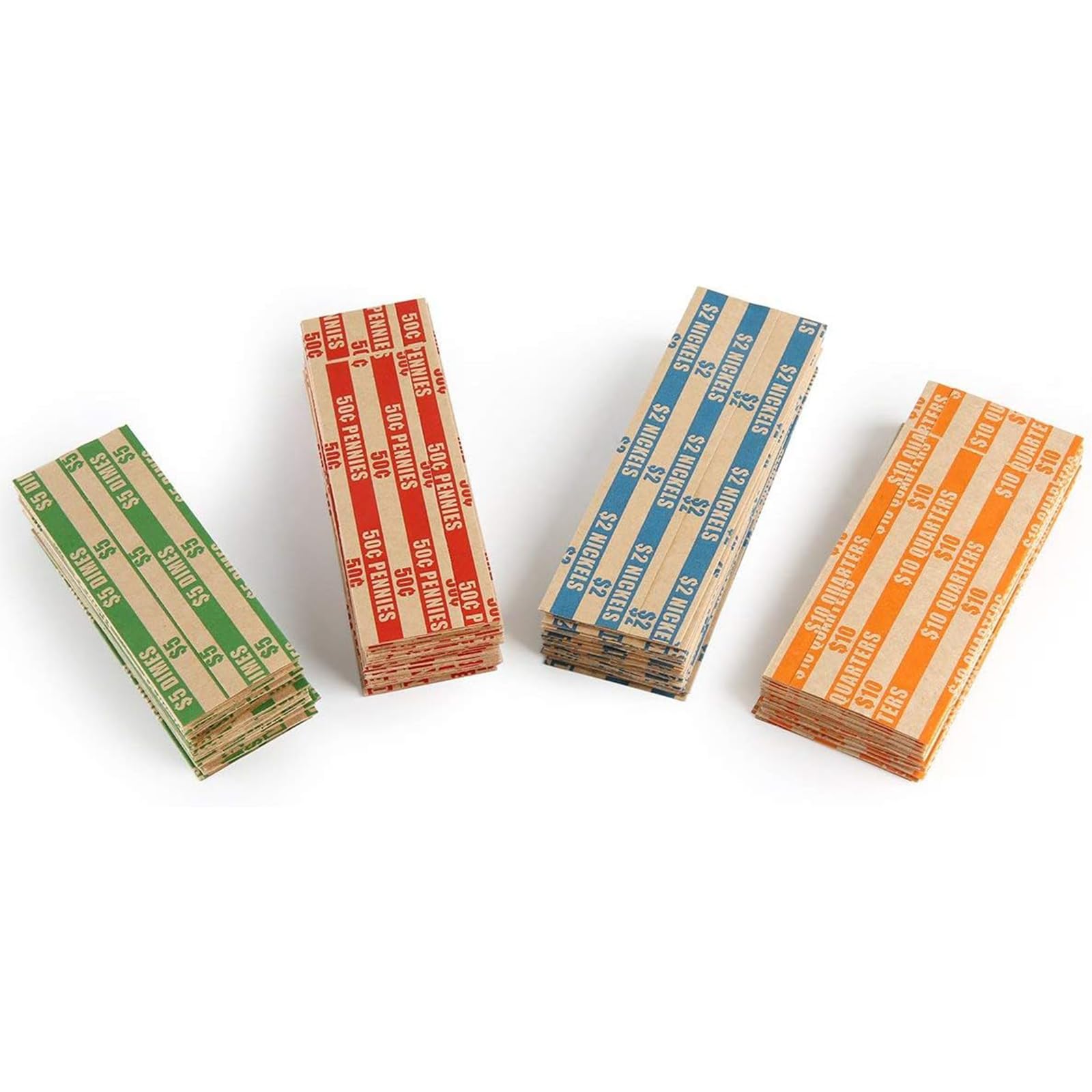500 Bundle sortiert flach gestreift Coin Wrappers, 125 je