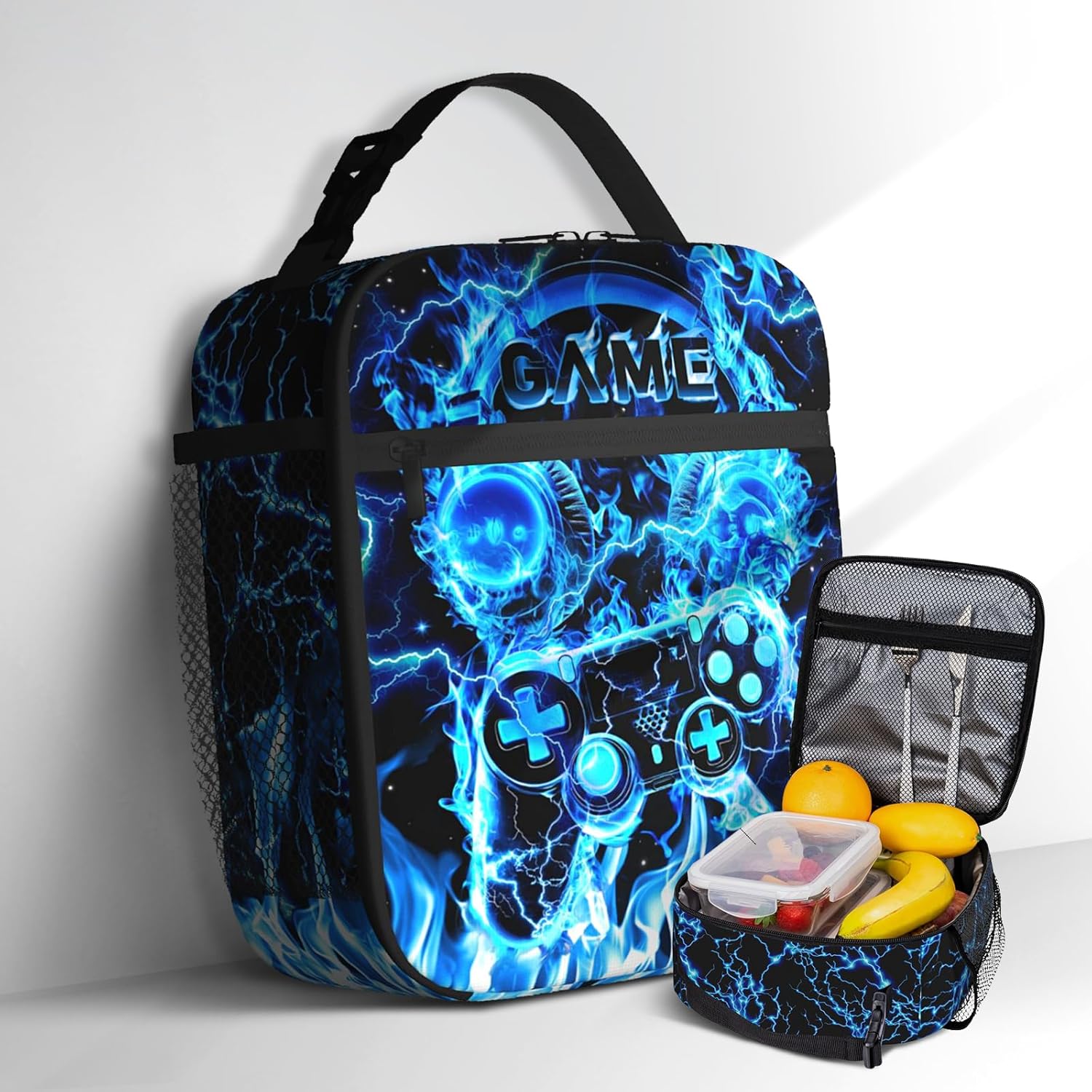 Cool Gamepad Lunch Box for Boys Video Game Lunch Bag for Kids Gamepad Insulated Lunch Bag Reusable Cool Game Lunch Box With Adjustable Shoulder Strap, Lunch Tote Bag For boys 8-12 teenager