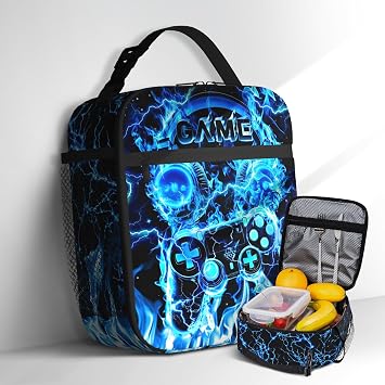 Cool Gamepad Lunch Box for Boys Video Game Lunch Bag for Kids Gamepad Insulated Lunch Bag Reusable Cool Game Lunch Box With Adjustable Shoulder Strap, Lunch Tote Bag For boys 8-12 teenager