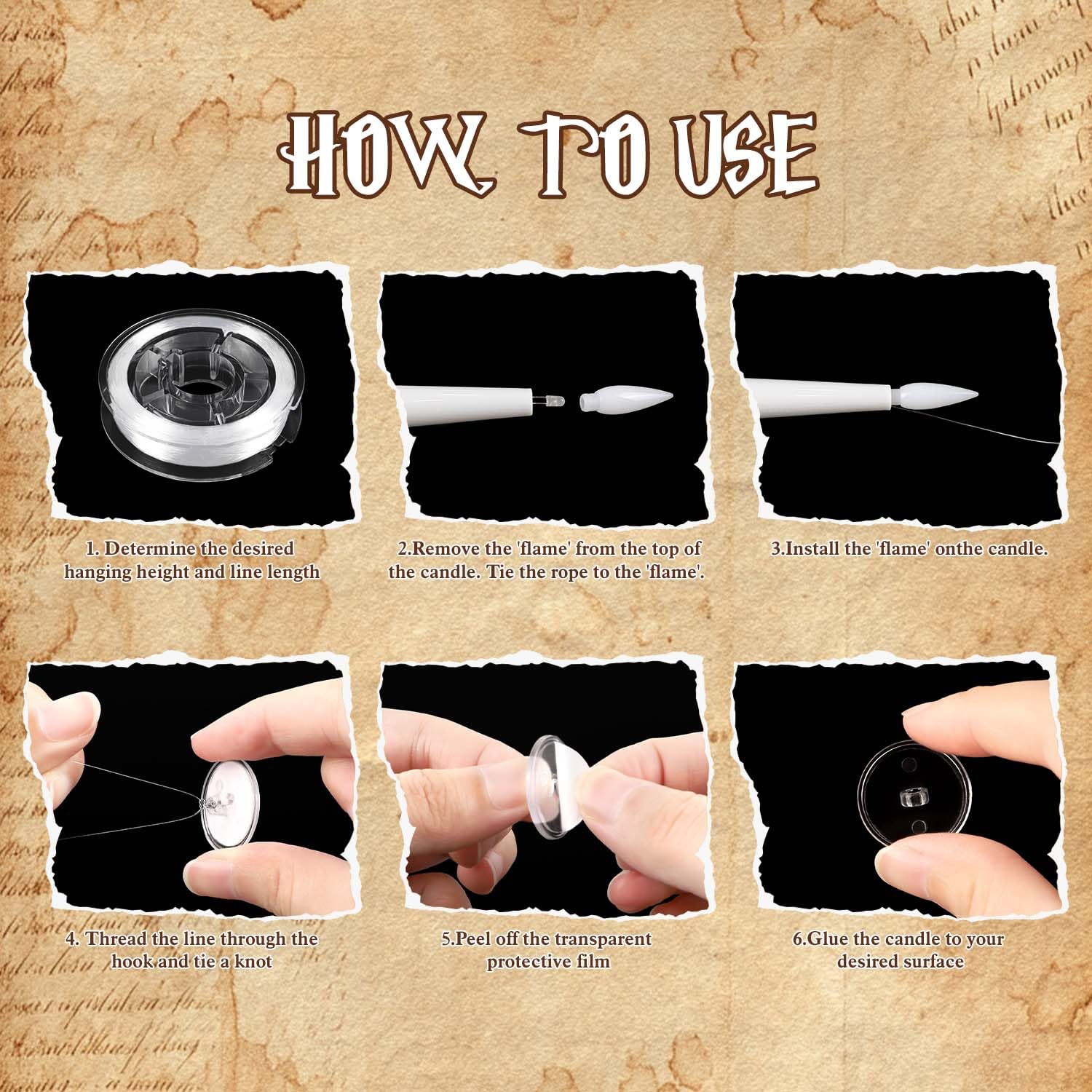 Confezione da 24 candele magiche galleggianti con luci LED calde, candele magiche da appendere per decorazioni di Halloween, feste a tema mago, casa infestata, Natale e decorazioni per