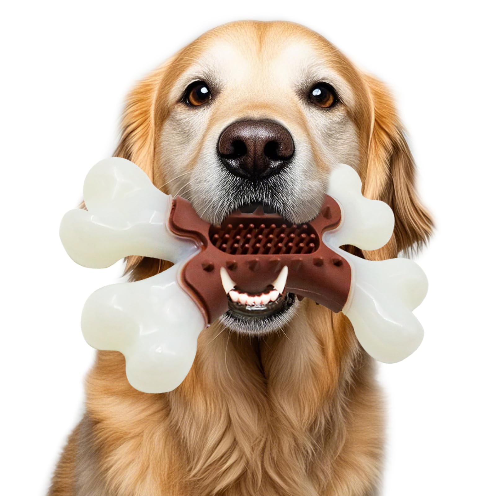 LaRoo Dog Chew Toys for Aggressive Chewers,Tough Bones, Nylon Indestructible Dog Toy for Medium and Large Breed to Keep Them Busy,Beef Flavored