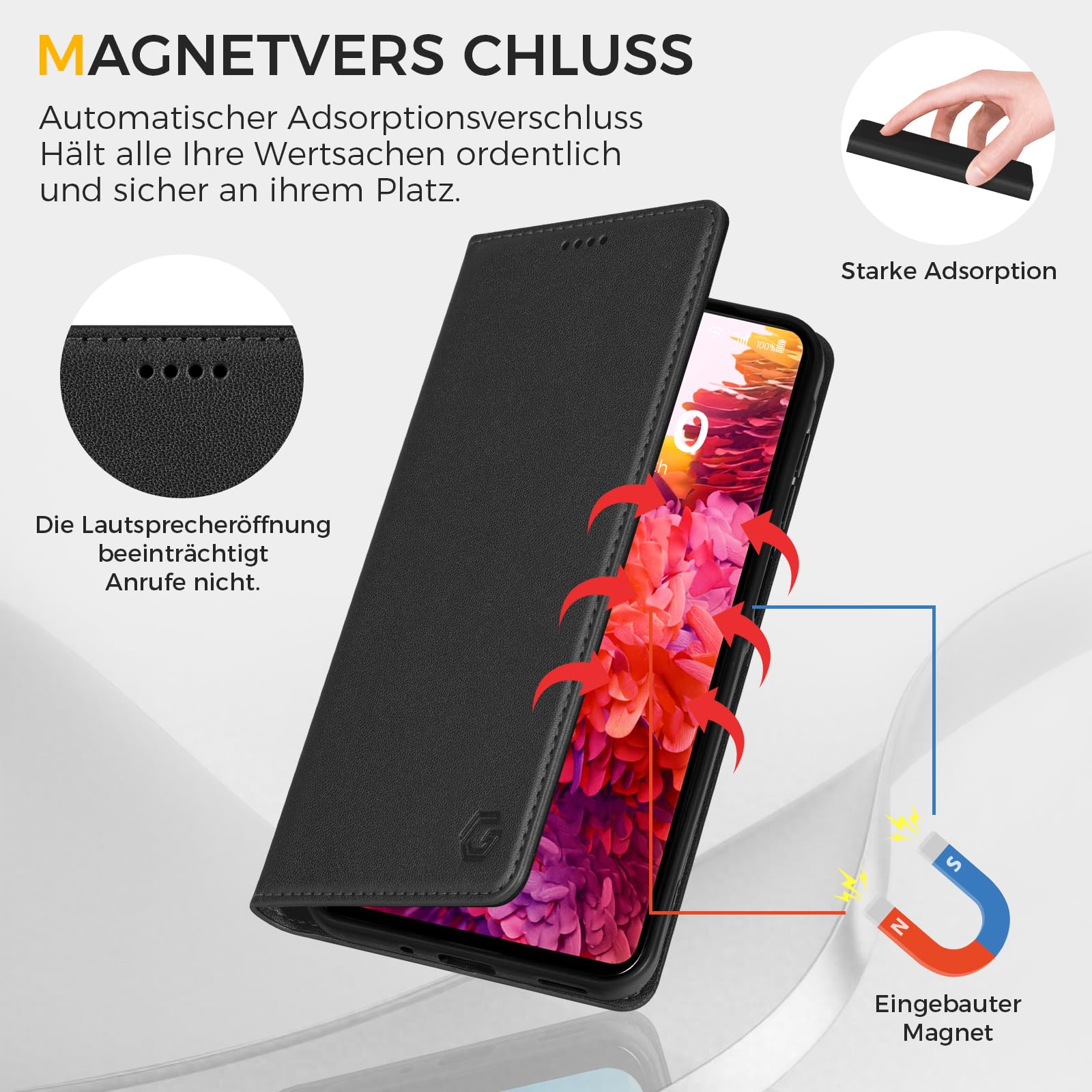 Etui do Samsung Galaxy S20 FE, etui premium z klapką ze skóry PU, etui z klapką z blokadą RFID, etui ochronne do Samsung Galaxy S20 FE
