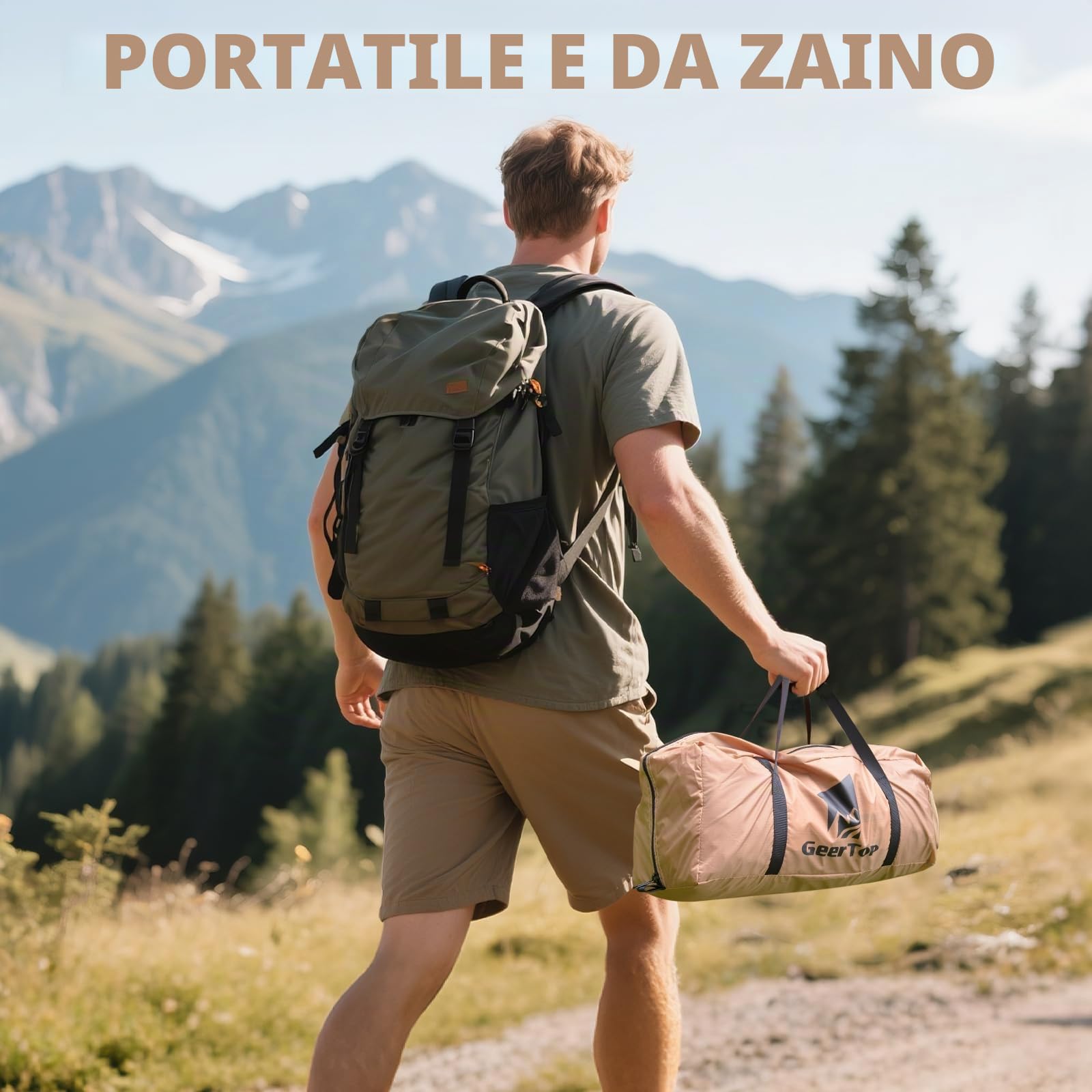 GEERTOP Tenda a cupola, da campeggio, per famiglia, da trekking, in alluminio, impermeabile, per due persone, 4 stagioni, ideale per campeggio, escursioni, viaggi e arrampicata