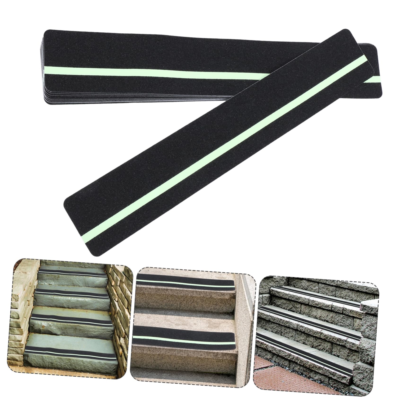 Alipis 12 Piezas Alfombrillas Antideslizantes Escaleras con Reflectantes Uso Exterior Interior Resistente al Agua y Seguridad Escaleras