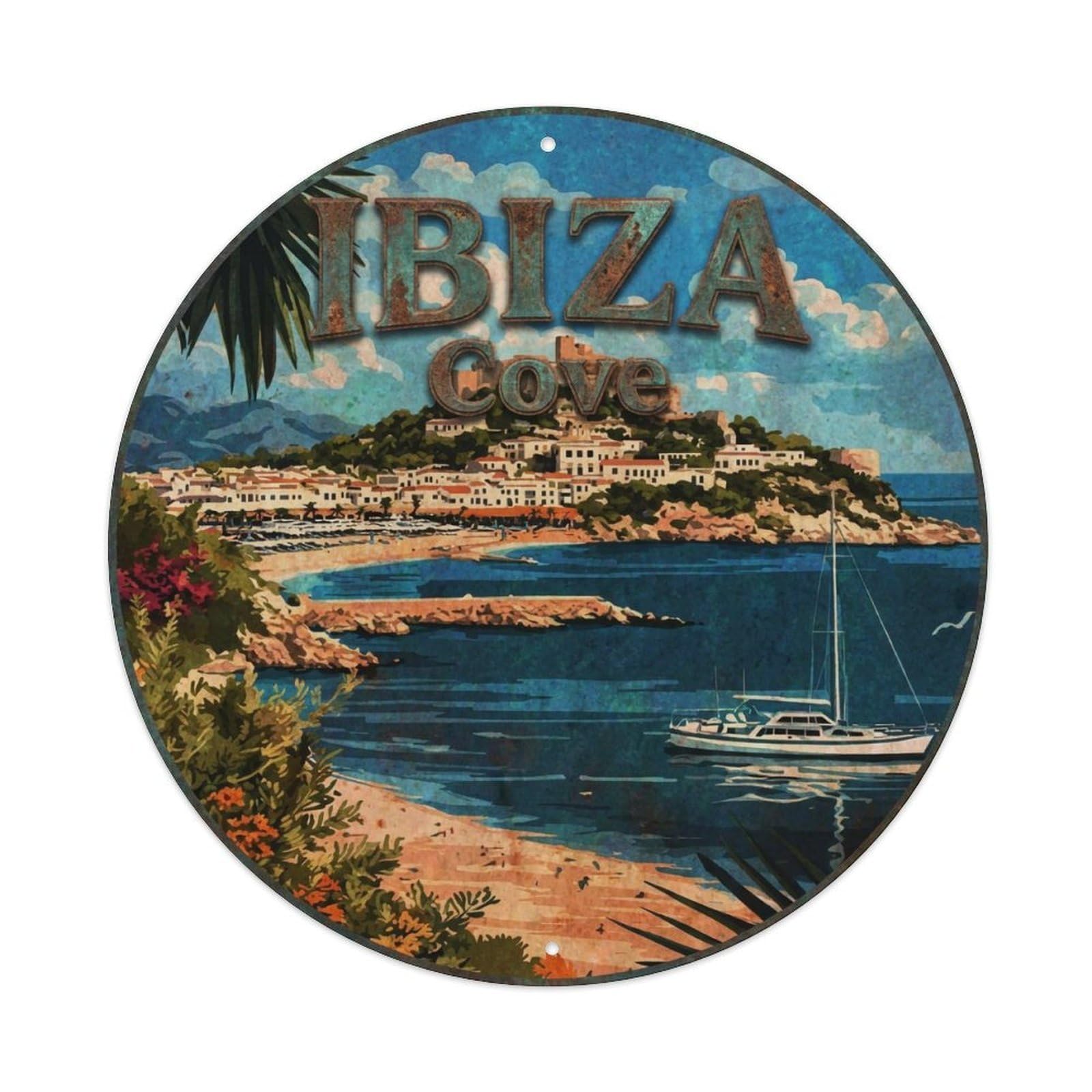 Vintage Travel Ibiza Spain Bay Metal Tin Sign
