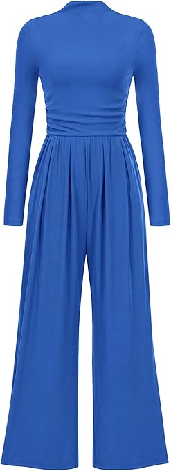 PRETTYGARDEN Jumpsuits For Women Dressy Fall Fashion Clothing 2025 Long Sleeve Mock Neck Date Night Rompers Business Outfits