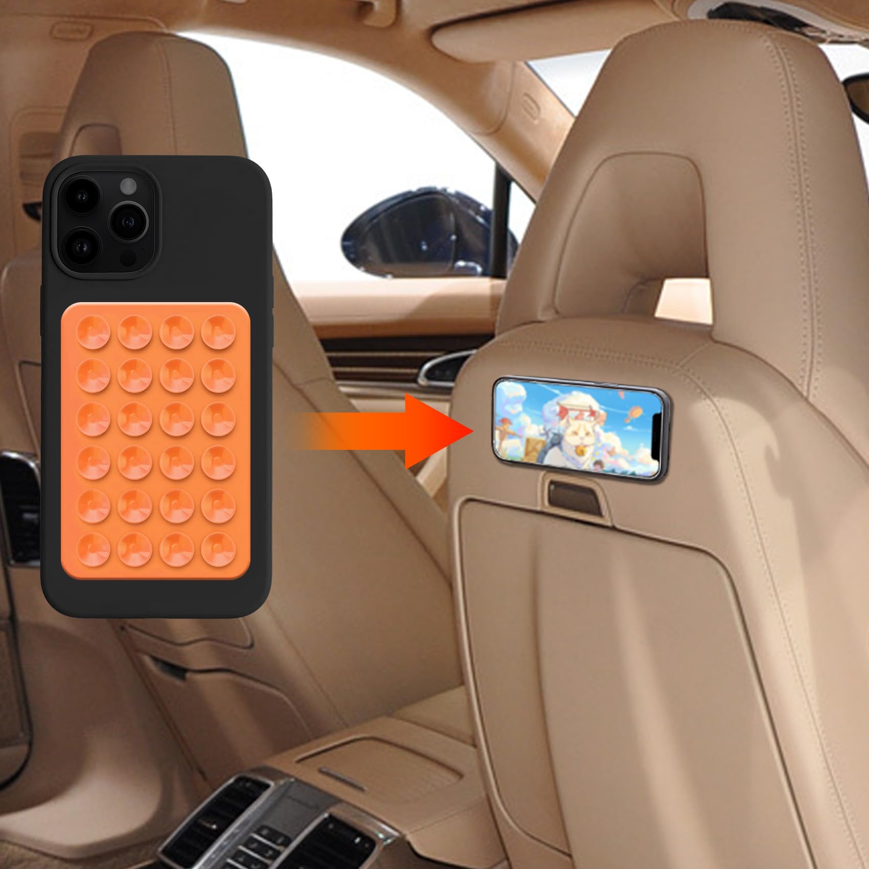 deemars Silicone Suction Cup Mobile Phone Case Adhesive Holder, One-sided Suction Cup Phone Holder with Strong Adhesive, Non-Slip Mobile Phone Holder, Phone Accessories Universal for Most Phones