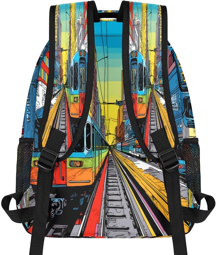 Pardick City Subway Rail Backpacks Travel Backpack for Women Men Waterproof Bookbag Laptop Backpack with Compartment Traveling Back Pack for Work, Gym - Image 3