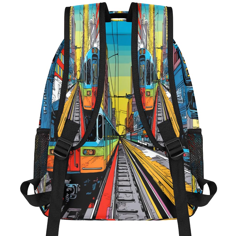 City Subway Rail Backpacks Travel Backpack for Women Men Waterproof Bookbag Laptop Backpack with Compartment Traveling Back Pack for Work, Gym3
