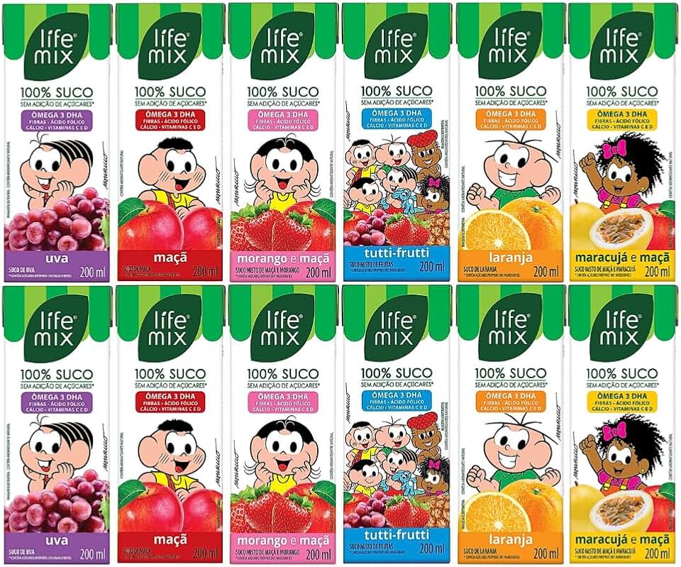 Kit com 12 Sucos Sortidos 100% Suco sem Adição de Açúcares de 200mL cada - Life Mix