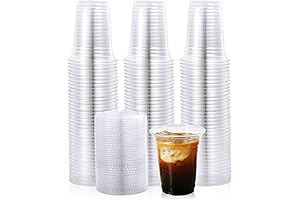Vplus Crystal Clear 12 oz Plastic Cups with Lids | Premium PET Disposable Cups