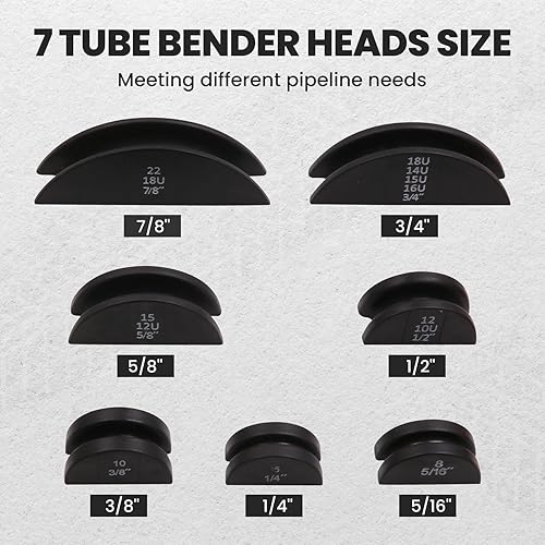 Miniatura 2 de maXpeedingrods Dobladora de tubos de 1/4 a 7/8 pulgadas, dobladora de tubos de trinquete de 90° hacia adelante/reversa de cobre con 7 troqueles,