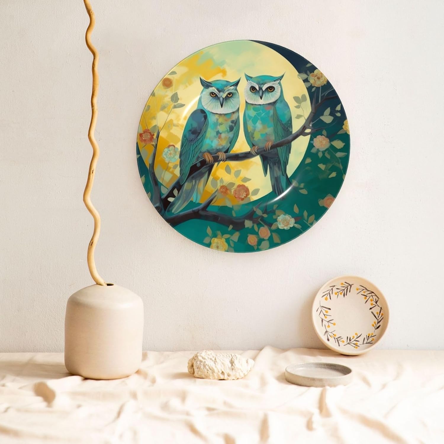 Decorative Plate Art Crafts Bone China Decorative Plate with Display Rack Souvenir Wall Decor Ceramic Ornaments Dinner Plates Ceramic Decoratives Plates for Home Office 10in