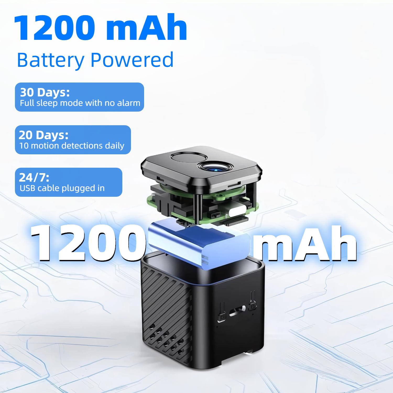 Upgraded Mini Camera 30-Day Battery Life, Wireless Hidden Camera 1080P HD with AI Motion Detection, Auto Night Vision, WiFi Pet, Baby Monitor, Nanny Cam for Home Office Security , Free cloud storage — view 2